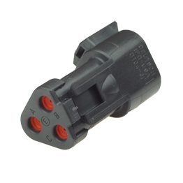 Deutsch DT04-3P-CE03 Stecker - 3-poliges Stiftgehaeuse Deutsch DT-Serie mit reduziertem Dichtungsdurchmesser (E-Seal) und Endkappe, schwarz