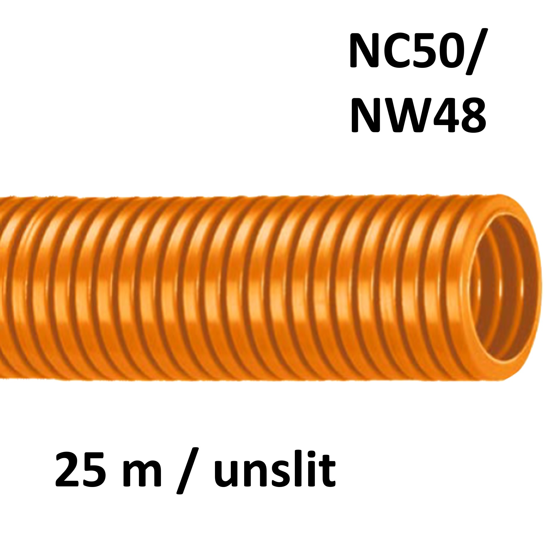 ABB Harnessflex CTPA50/OR/25M - CTPA-Wellrohr leicht PA6 orange ungeschlitzt NC50 / NW48 (25 m Rolle) 