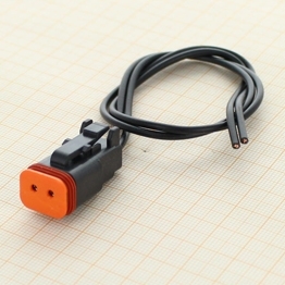 Vormontierter Deutsch DT06-2S-CE06 - 2 poliges Buchsengehaeuse Deutsch DT-Serie mit reduziertem Dichtungsdurchmesser (E-Seal) und verstaerkter Dichtung, schwarz mit Leitung