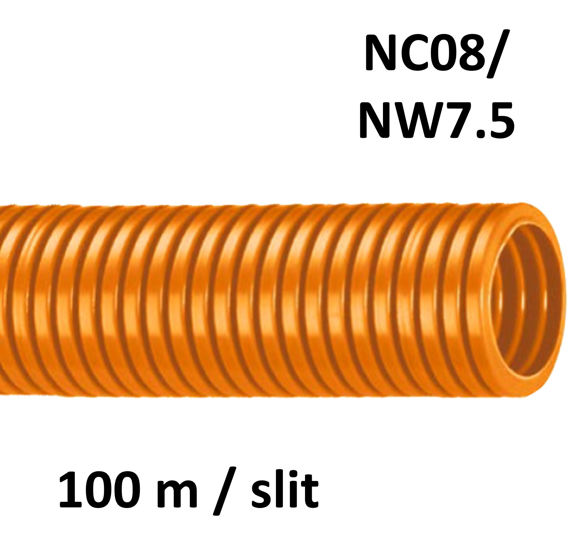 ABB Harnessflex CTPA08-S/OR/100M - CTPA Corrugated Standard Tube PA6 orange slit NC08 / NW7.5 (100 m coil) 