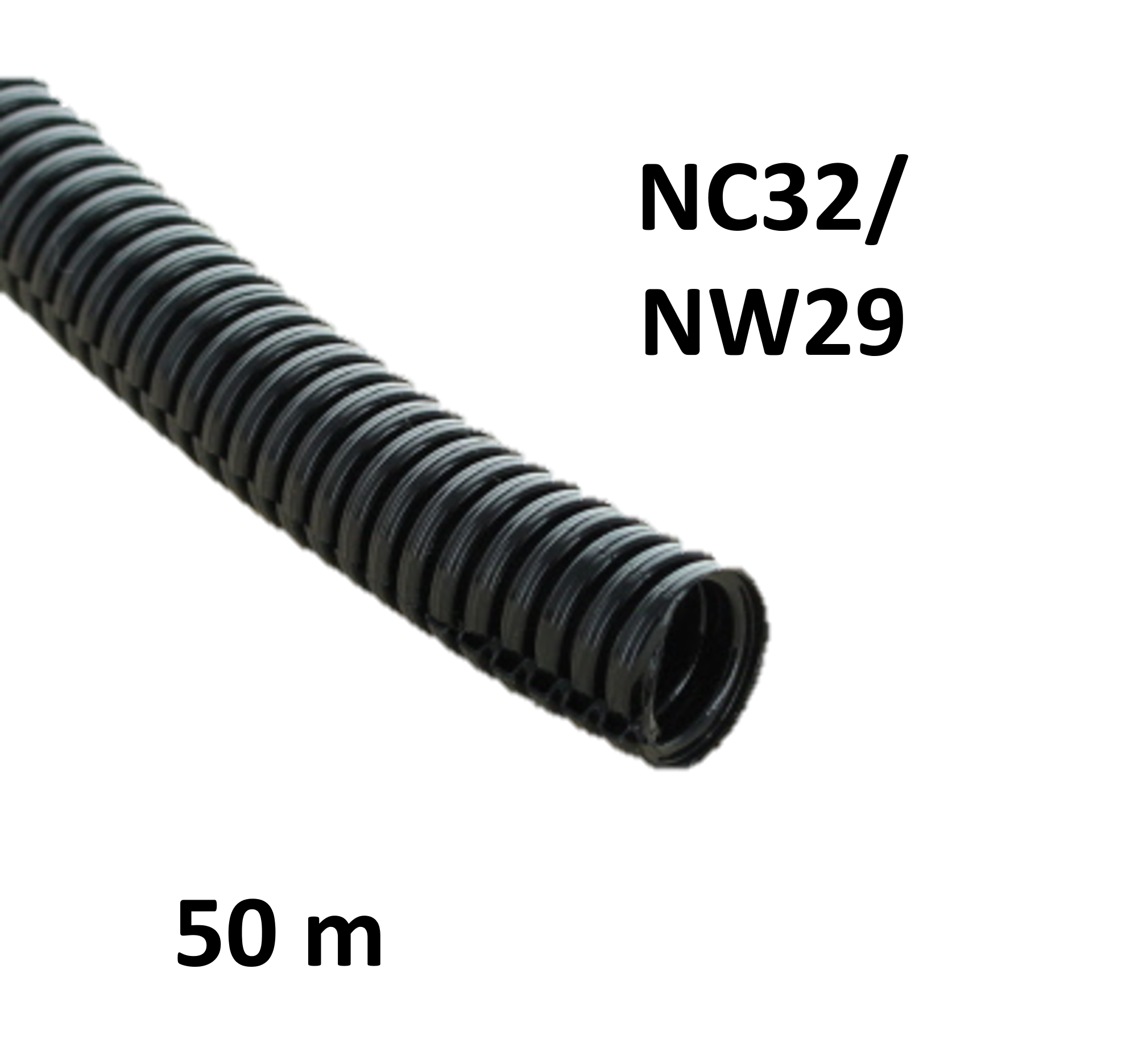 ABB Harnessflex CTPA32-S/50M - CTPA Corrugated Standard Tube PA6 black slit CTPA32 / NW29 (50 m coil)