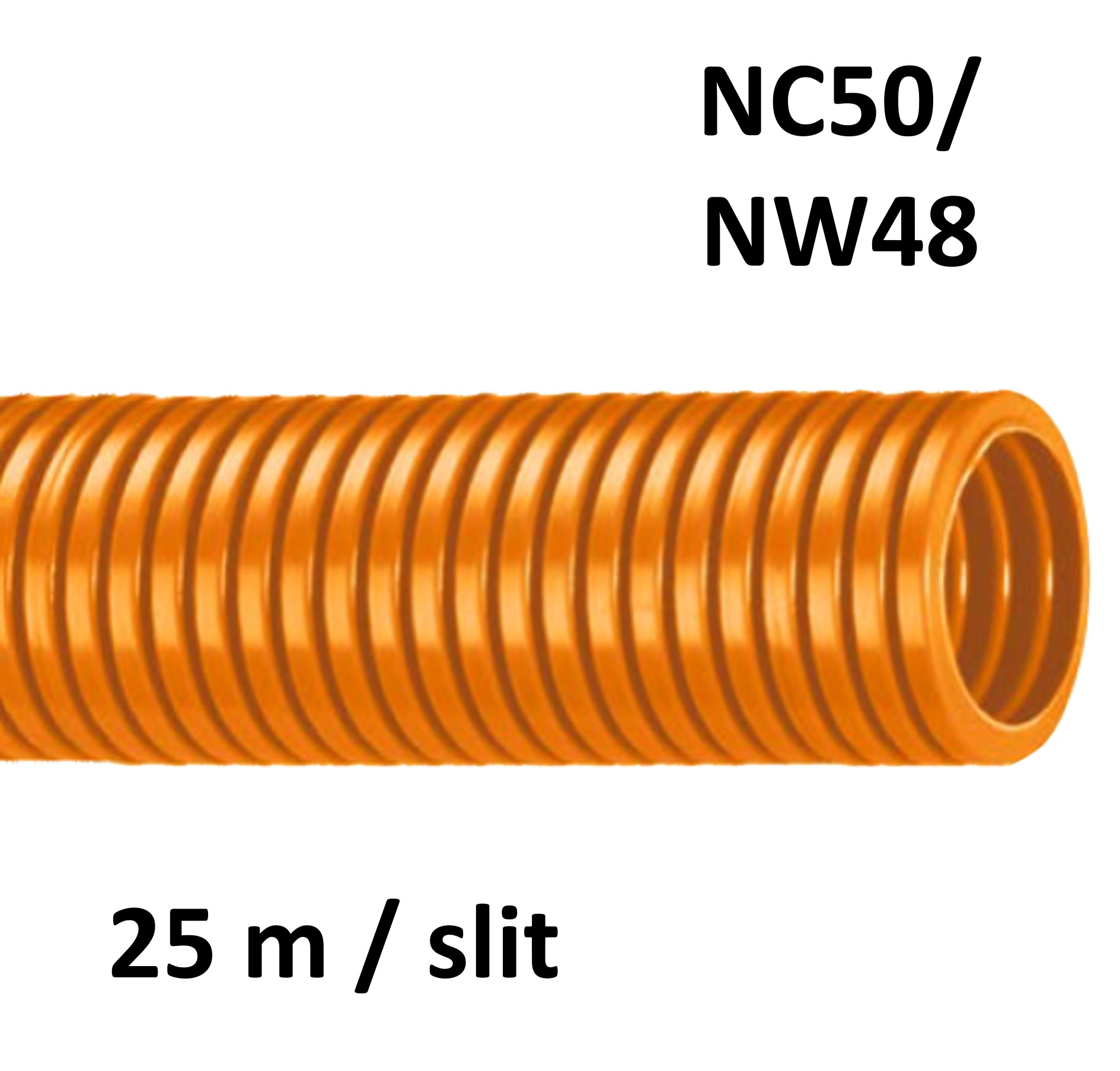 ABB Harnessflex NC50-S/OR/25M - NC Standardwellrohr PA6 orange geschlitzt NC50 / NW48 (25 m Rolle) 