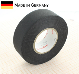 Coroplast 839-25-BK - Schwarzes Kabelwickelband, handreißbar, 25 mm breit, 0.17 mm stark (25 m Rolle)