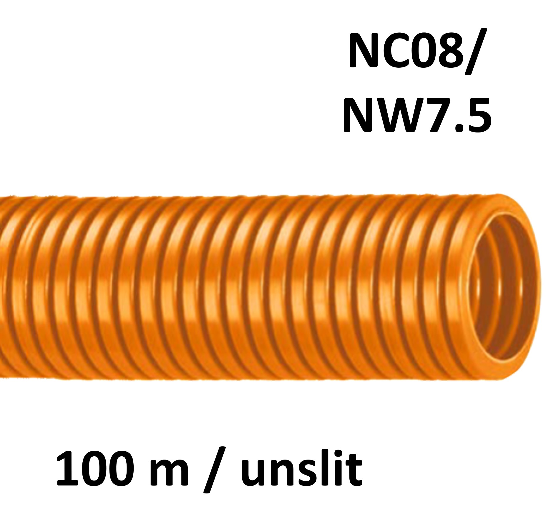 ABB Harnessflex CTPA08/OR/100M - CTPA Corrugated Standard Tube PA6 orange unslit NC08 / NW7.5 (100 m coil) 