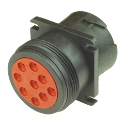 Deutsch HD10-9-1939PE - 9-poliger schwarzer weiblicher Rundstecker HD10 Serie J1939/13 mit Flanschanschluss und reduziertem Dichtungsdurchmesser (E-Seal), Type II