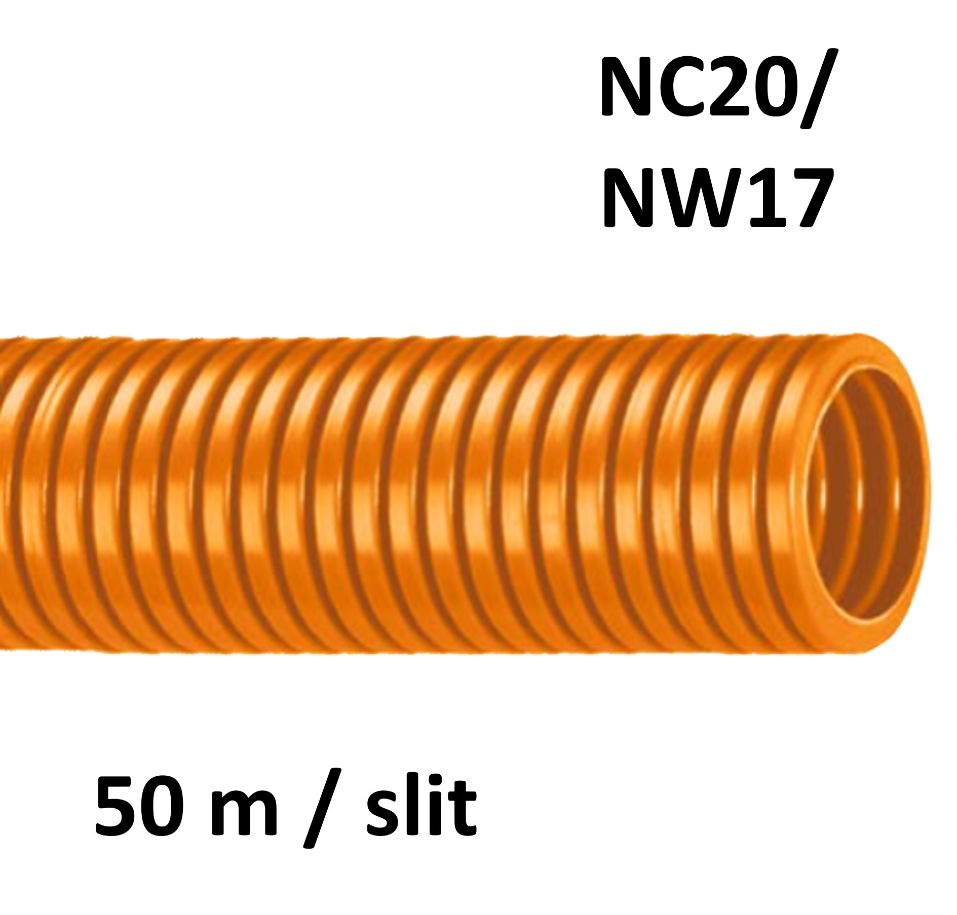 ABB Harnessflex CTPA20-S/OR/50M - CTPA-Wellrohr leicht PA6 orange geschlitzt NC20 / NW17 (50 m Rolle) 