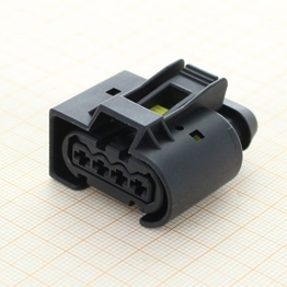 Kostal 9441491 - 4-poliges gedichtetes weibliches SLK 2,8 Steckhuelsengehaeuse, schwarz, ohne CPA, mit aktivem TPA, Kodierung A